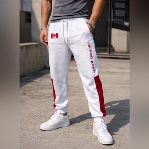 US POLO ASSN. brand size M, white sweatpants with Canadian flag, pockets